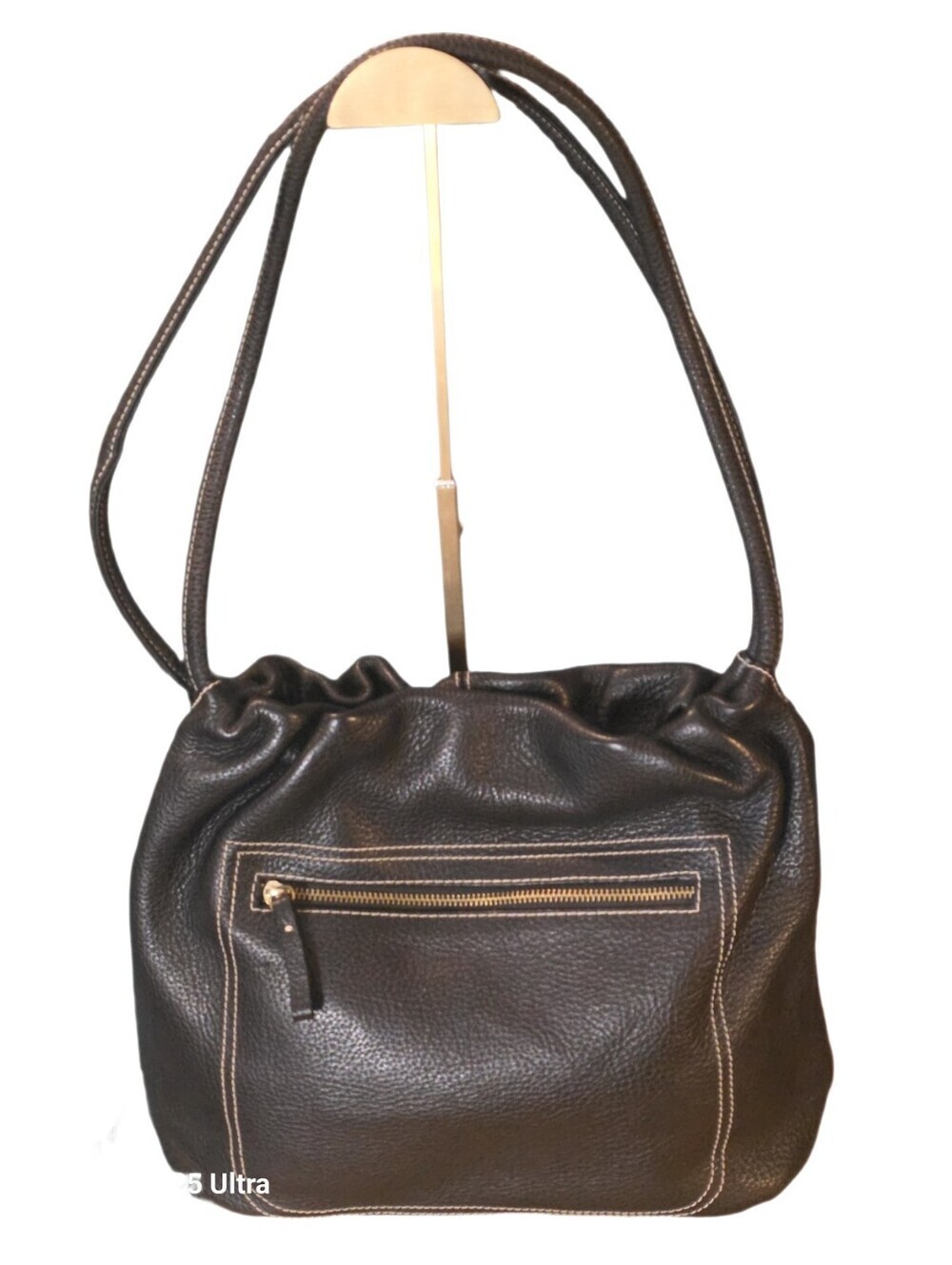 Valerie Stevens Slouchy Black Pebbled Leather Shoulder Bag Hobo Handbag EUC